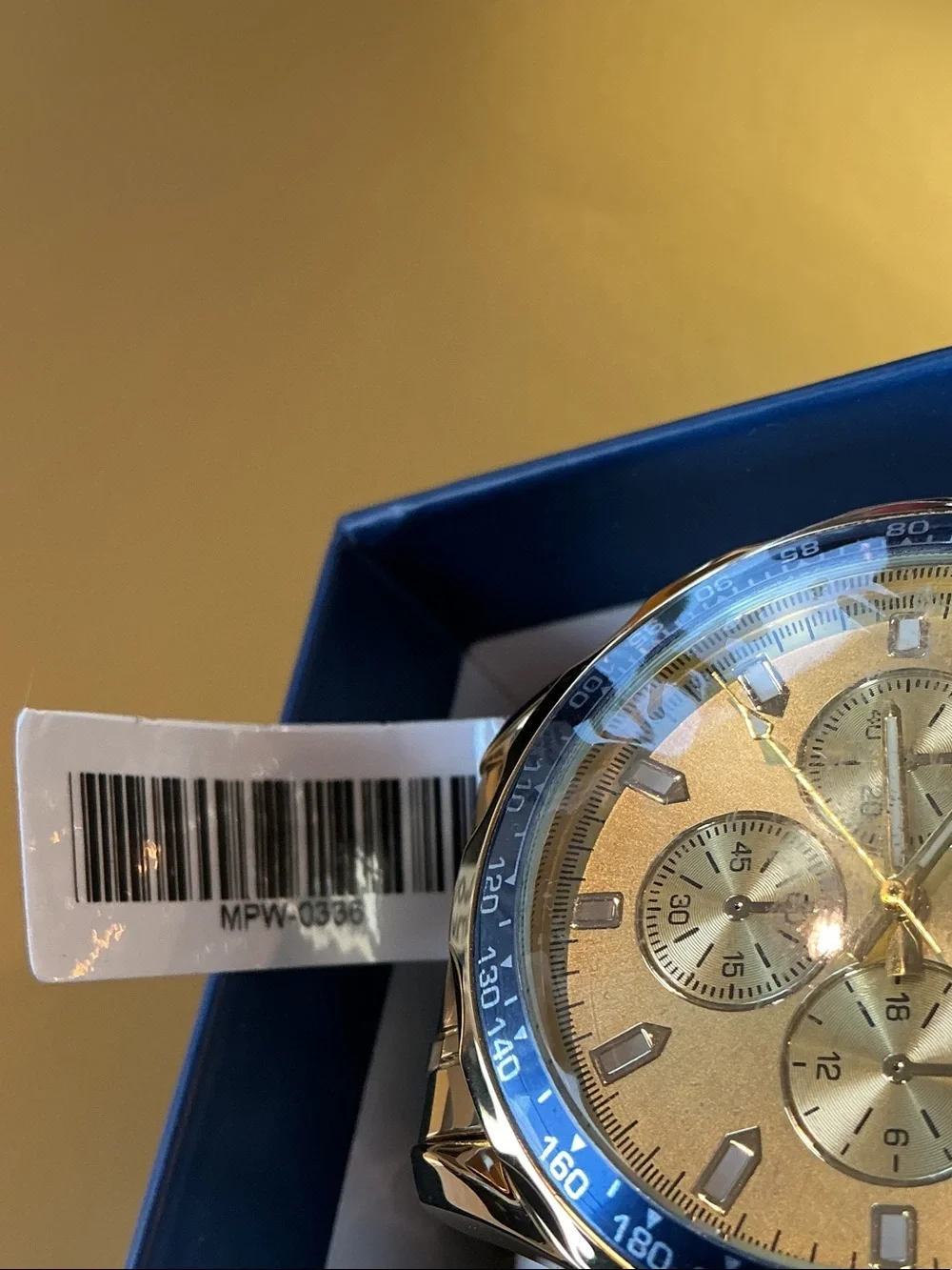 Invicta Gold and Blue Chronograph Watch (MPW-0336)